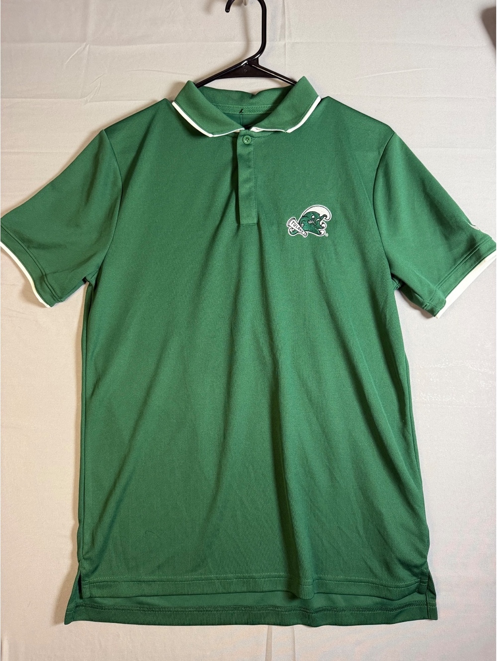Nike Tulane University Green Polo Shirt with White Trim, Size Medium